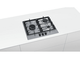 Placa gas - Bosch PCC6A5B90, 3 zonas, Gas, Acero inoxidable