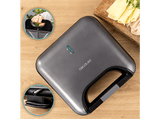 Sandwichera - Cecotec Sandwichera Rock’ntoast Combo, 800 W de potencia, 3 placas intercambiables, Revestimiento antiadherente, Silver