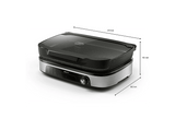 Grill - Philips GRILL 5000 2400W Smoker + Tapa de vidrio HD6212/90, Revestimiento de Maifan, Superficie de 1250 cm2, Sistema de ahumado, Acero inox.