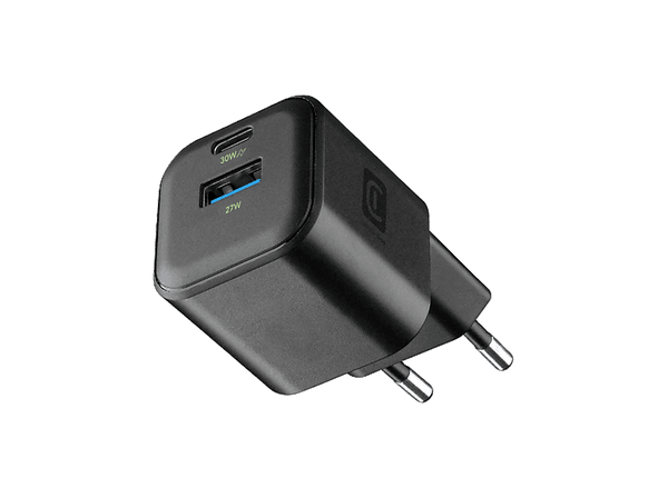 Cargador de pared - CellularLine Multipower 2 GaN, 35 W, Carga rápida, Universal, Negro