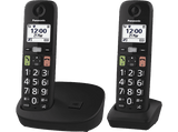 Teléfono - Panasonic KX-TGU112, Duo, Pantalla Retroiluminada, Botones Grandes, Compatible con Audífonos, Negro
