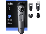 Barbero - Braun Series 3 BT3560, 4 cabezales para barba, 40 ajustes de longitud, Lámina ultra afilada, Gris