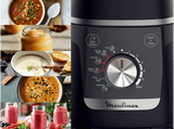 Batidora de vaso - Moulinex Blendforce Cook LM5758, Batidora que cocina, 1,5 L, 5 Programas automáticos, 6 velocidades, 1000W, Autolimpieza, Negro