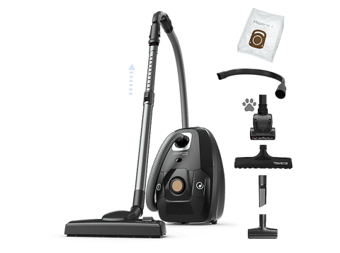 Aspirador con bolsa - Rowenta Green Force RO6189, 400 W, 4.5 L, Motor Effitech® bajo consumo, Filtrado HEPA, Radio 12 m, ECO, Especial Mascotas, Negro