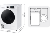 Lavadora secadora - Samsung WD90TA046BE/EC, 9 kg, 6 kg, Motor Inverter, Blanco