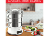 Vaporera - Tefal Convenient Series Deluxe VC502D10, 1.2 L, 900 W, 8 programas de cocción, 3 niveles, Acero Inoxidable, Blanco