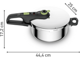 Olla express - Tefal Secure Trendy P2580400, 4 L, 2 funciones, Acero inoxidable, Verde