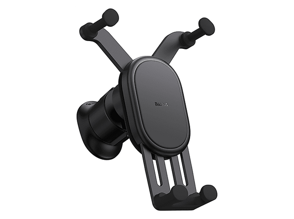 Soporte de móvil para coche - Baseus Gravity Air, Universal, Para rejilla de aire, Brazos metálicos, Con revestimiento protector, Alta sujeción, Negro