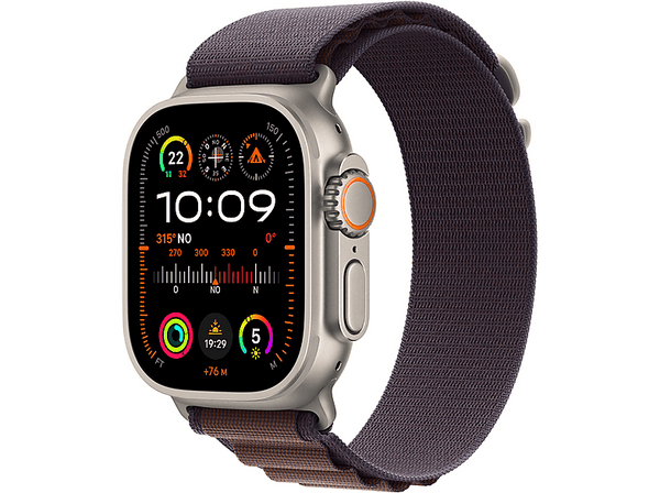 Apple Watch Ultra 2 (2023), GPS + Cellular, 49 mm, Caja de titanio, Gesto doble toque, Correa Alpine Loop en Talla S de color Índigo
