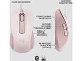 Ratón inalámbrico - Logitech Signature M650, Para manos grandes, Bluetooth, Accesos directos, Personalizable, Bluetooth, USB, Rosa