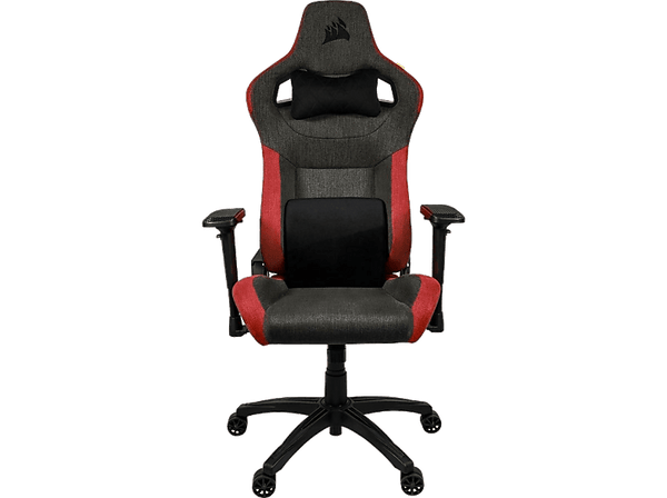 Silla gaming - Corsair T3 Rush, Reposacabezas 4D, Espalda inclinable, Hasta 120 kg, Almohadilla incluida, Rojo