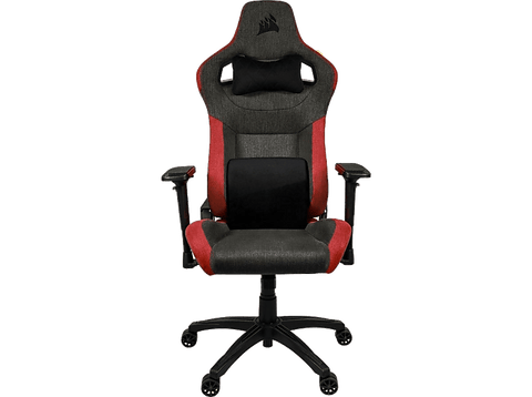 Silla gaming - Corsair T3 Rush, Reposacabezas 4D, Espalda inclinable, Hasta 120 kg, Almohadilla incluida, Rojo