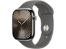 Apple Watch Series 10 (2024), GPS + Cellular, 46 mm, Gesto de doble toque, Caja de titanio Natural, Correa deportiva Gris piedra, Talla M/L