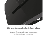 Campana decorativa - Haier I-Link HADG9CS46BWI, Decorativa, 5 velocidades, 937m³/h, WIFI, Filtro de carbono, 90cm, 63dB, Negro
