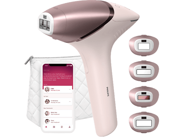 Depiladora IPL - Philips Lumea Serie 9000 BRI958/00, Luz pulsada, Uso sin cable, 4 acc, Cara y cuerpo, 450.000 pulsos, Sensor SmartSkin