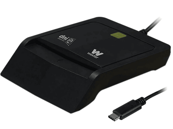 Lector DNI electrónico - Woxter PE26-200, LED, compatible con las tarjetas Smart Cards, Negro