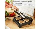 Sandwichera - Moulinex GI272D10, 2000 W, 2 en 1, Grill & sandwichera, Antiadherente, 4 a 6 raciones, Inox