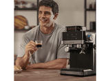 Cafetera express - Cecotec Power Espresso 20 Grind, 20 bar, 1350W, 1.7 l, 2 tazas, Molienda ajustable, Thermoblock, Pantalla táctil, Negro