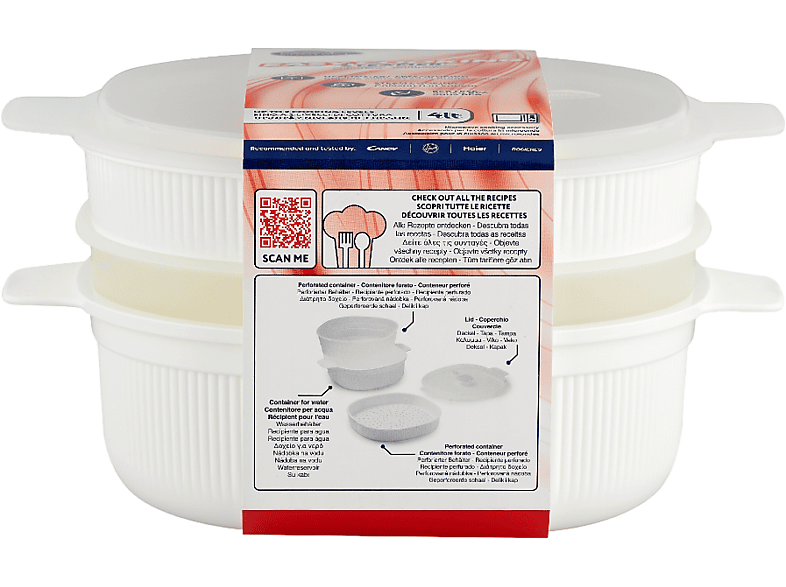 Vaporera - Care + Protect CMVDS8003, 4 l, sin BPA, 2 bandejas, Blanco