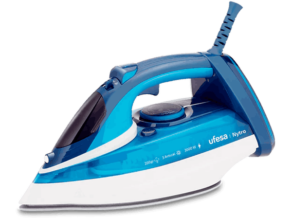 Plancha de vapor - Ufesa Nytro, 3000W, Golpe vapor 200g, 450 ml, Triple sistema antical, Planchado vertical, Azul