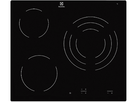 Encimera - Electrolux EHF6232IOK, Vitrocerámica, 3 zonas, Sin Marco, 60 cm, Negro