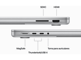 Apple MacBook Pro (2023) MR7J3Y/A, 14,2, Chip M3, CPU de 8 núcleos, GPU de 10 núcleos, 16 GB RAM, 512GB de SSD, USB-C de 70W, macOS, Plata