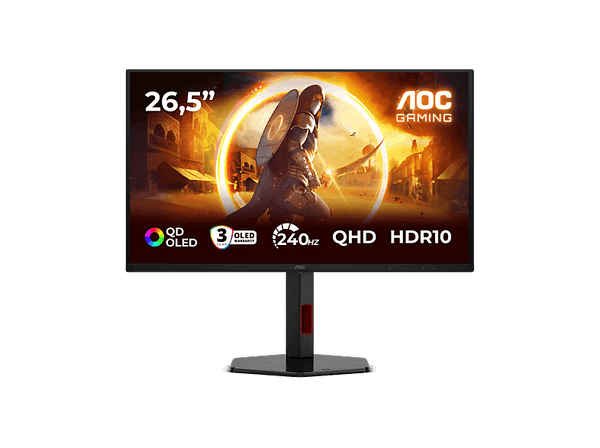 Monitor gaming - AOC Q27G4ZDR, 26.5" QHD, 240 Hz, 0.03 ms, OLED, Altura Ajustable, HDR10, Negro