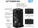 Altavoz de gran potencia - Sony ULT TOWER 9AC, Bluetooth para fiestas, ULT POWER SOUND, X-Balanced, Luces/Sonido 360, Entradas de karaoke, Negro