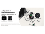 Docking station - Baseus NOMOS 5 en 1, Con carga inalámbrica Qi2, 140W, Cable retráctil y pantalla digital, 5 dispositivos a la vez, Universal, Black