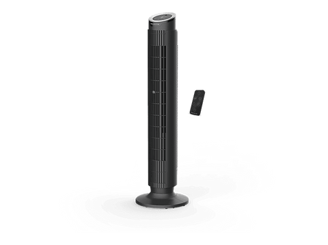 Ventilador de torre - Rowenta Eole Silence Force, 39 W, 12 Velocidades, 2440 m3/h, 20 dB (A), Oscilación automática, Difusor aromático, Negro