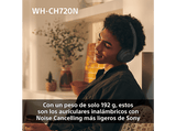 Auriculares inalámbricos - Sony WH-CH720NP, Cancelación ruido (Noise Cancelling), 35h, Carga Rápida, Con Asistente, Bluetooth, De Diadema, ANC, Rosa