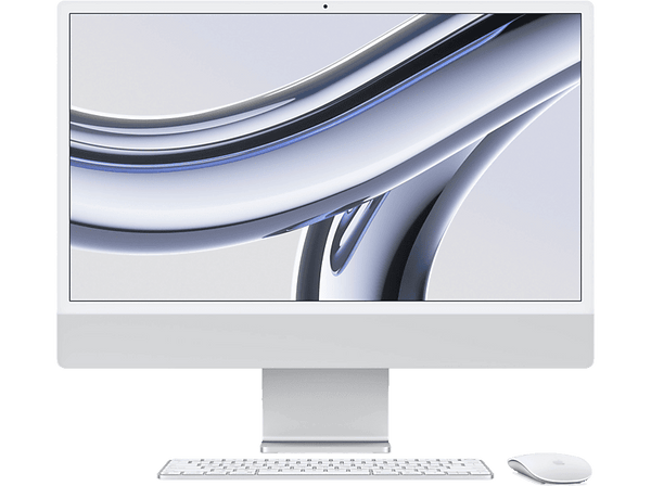 Apple iMac (2023), 24" Retina 4.5K, Chip M3, CPU de 8 núcleos, GPU de 10 núcleos, 8 GB RAM, 512GB SSD, macOS Sonoma, Plata