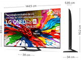TV QNED 65 - LG 65QNED93A6A, UHD 4K, Procesador Inteligente α8 AI Processor 4K Gen2, Smart TV, DVB-T2 (H.265), Negro