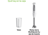 Batidora de mano - Braun MultiQuick 5 MQ50001MWH, 1000 W, 21 Velocidades, Vaso medidor 600 ml, Blanco/Gris