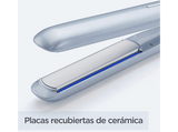 Plancha de pelo - BaByliss Hydro-Fusion, Sistema iónico dual, antiencrespamiento, 5 temperaturas, Placas de cerámica 25mm, ST573E, Azul