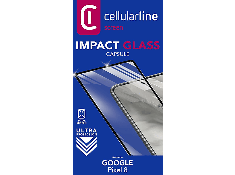 Protector pantalla - CellularLine TEMPGCABGOOPIX8K, Para Pixel 8, Vidrio templado, Curvo, Transparente