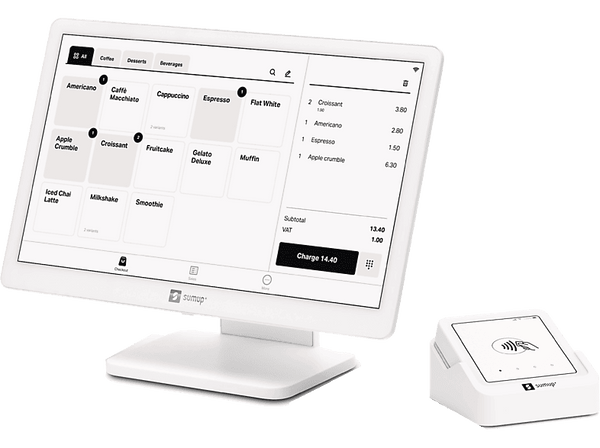 TPV - SumUp TPV Lite + Datáfono Solo, Pantalla FHD 13", WiFi, Software integrado, Blanco