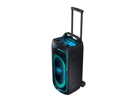 Altavoz de gran potencia - Samsung MX-ST50F/ZF, Portátil para fiestas, Asa de transporte y ruedas, Iluminación personalizable, Aut 18h, 240 W, Negro