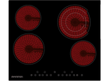 Placa vitrocerámica - Infiniton VIT4T23, 4 zonas, Zona grande 22 cm, Touch Control, 60 cm, Negro