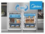 Frigorífico Combi - Midea Space Master MDRB600MME46, 443L, Total No Frost, 201 cm altura, Cajón 0º, Inox