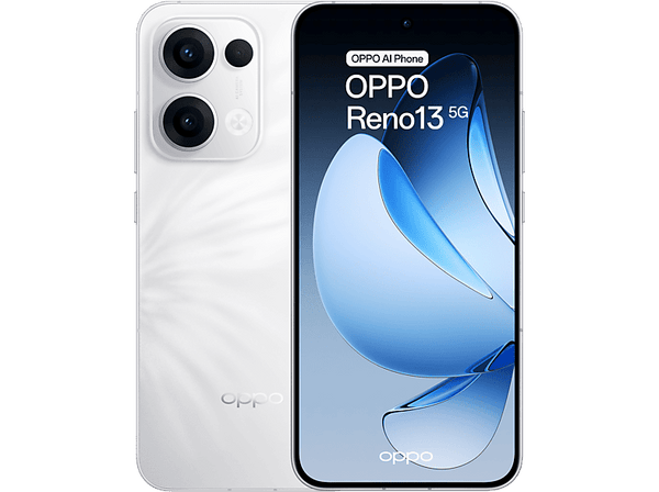 Móvil - OPPO Reno13, Plume White, 256 GB, 12 GB RAM, 6.6" 1.5K, MediaTek Dimensity 8350, 5600 mAh