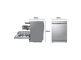 Lavavajillas - LG DF375HVS, 14 servicios, 10 programas, 60 cm, LED táctil, Tercera bandeja, TrueSteam™, QuadWash™, Inox antihuellas