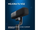 Micrófono - Logitech G Yeti Studio, de difusión XLR dinámico activo con Clearamp, Doble diafragma, Supercardioide, Suspensión antivibraciones, Negro