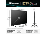 TV QLED 75 - Hisense 75E7Q PRO, QLED 4K, Quad Core/MT9618,  Procesador Hi-View Engine, 144 Hz, IA Upscaler, Negro