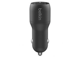 Cargador USB para coche - Belkin CCB001btBK, Dispositivos con carga USB-A, Doble puerto, 24W con 12 vatios por puerto, Negro