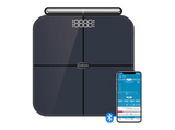 Báscula inteligente - Medisana BS 850 connect, 180 kg, Pantalla LED 7.5×2.9 cm, 8 electrodos para manos y pies, Negro