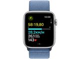 APPLE Watch SE (2023), GPS, 44 mm, Caja de aluminio plata, Vidrio delantero Ion-X, Correa Sport Loop azul invierno