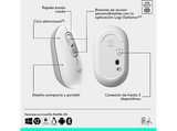 Ratón inalámbrico - Logitech Pop, 4000 ppp, Easy-Switch, Bluetooth, SmartWheel, Botones personalizables, Tecnología Silent Touch, PC-Mac, Blanco