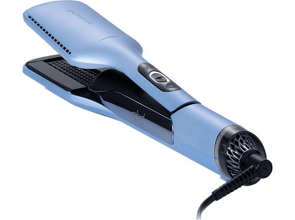 Plancha de pelo - ghd Duet style, Cerámica, 185 °C, Placas inteligentes, Wet&Dry, Azul Gélido