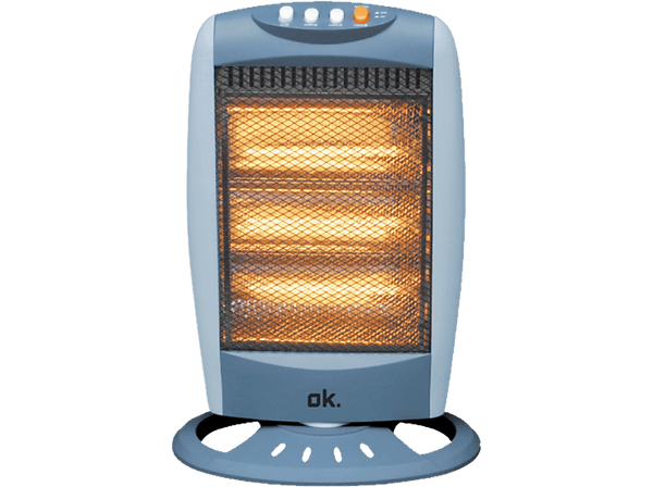Estufa eléctrica - OK OHH 12324 ES, 1200 W, 3 niveles de calor, 3 barras, Protección sobrecalentamiento, Gris